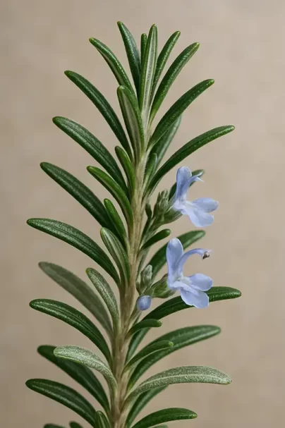 Ramo alecrim Salvia rosmarinus identificação plantas medicinais folhas agulha parte inferior branca