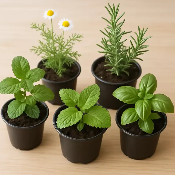Mudas plantas medicinais montar farmácia viva hortelã camomila alecrim melissa manjericão